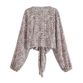 Leopard Print Cropped Blouse